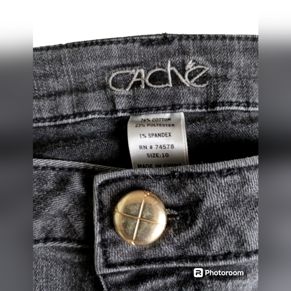 Cache Skinny Jeans Zip Ankle BLACK Denim Stretch 5 Pocket Size 10 - Picture 4 of 9
